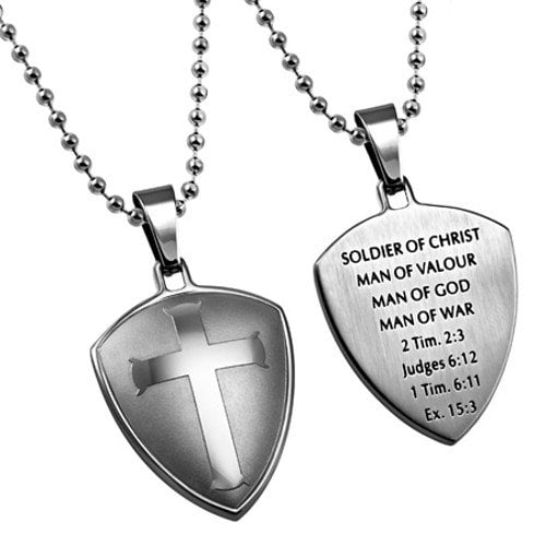 GXju Color : Black, Size : 47mm28mm Furniture Double Layer Pendant Engrave Bible Dog Tag Silver Color Cross Men Necklace Stainless Steel Church Christ Prayer Male Jewelry 24 